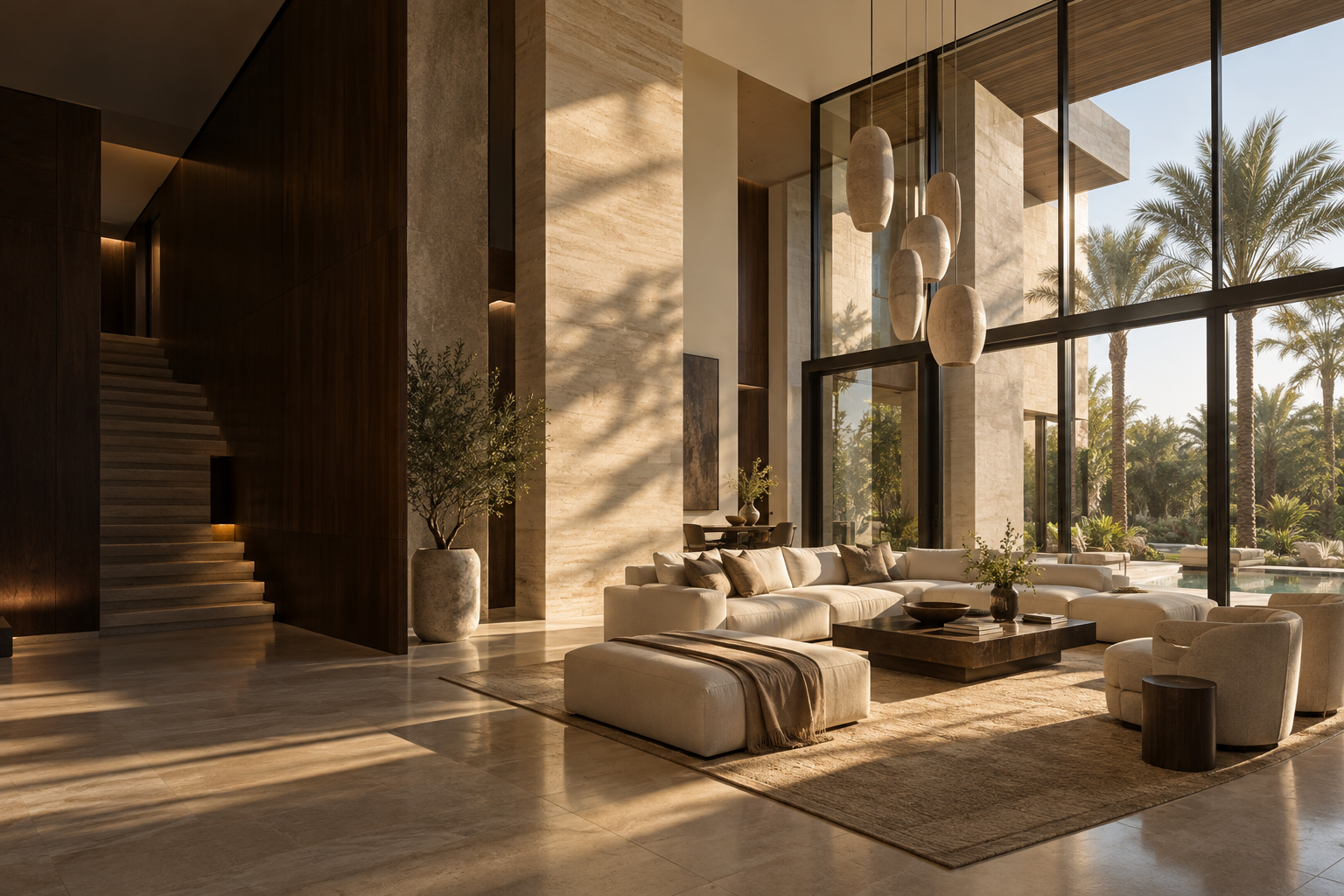 Architectural concept of a contemporary villa living room